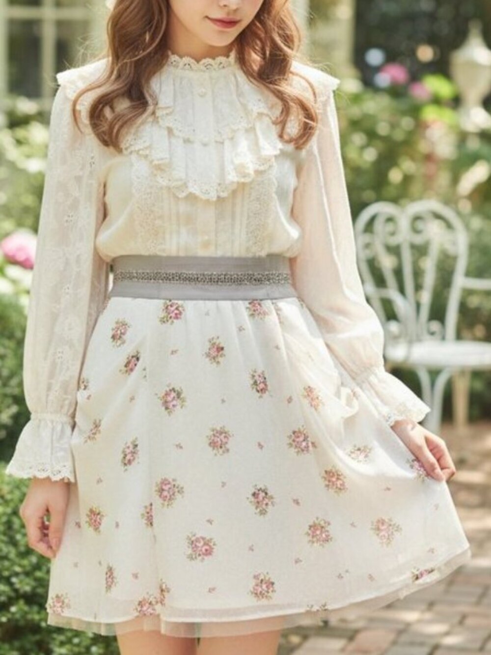 Apuweiser-Riche coquette hime gyaru fairycore floral skirt